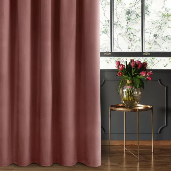 Zasłona welwetowa ciemnoróżowa gładka 140x270 taśma - SIBEL - Pierre Cardin