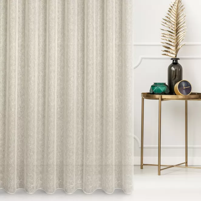 Firana szyta na taśmie 5 cm ANGELICA złoto złocista z miękkiej połyskującej tkaniny nie wymagającej prasowania