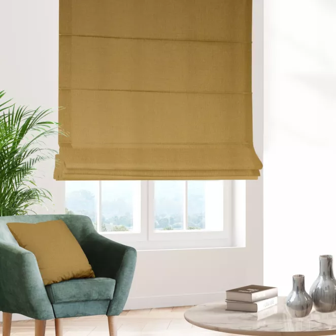 Roleta rzymska miodowa z tkaniny o naturalnym splocie z efektem melanżu