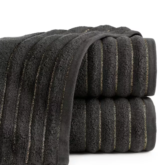 Ręcznik kąpielowy 70x140 cm bawełniany kolor stalowy z błyszczącą bordiurą 500 g/m2 NADINE