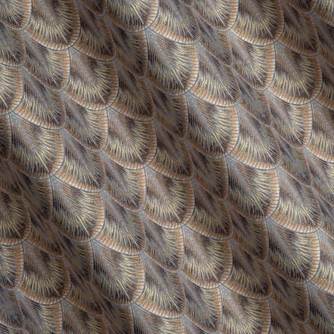 R169/5 Zasłona szyta na taśmie 5 cm beżowo niebieska z miękkiej, lekko połyskującej tkaniny