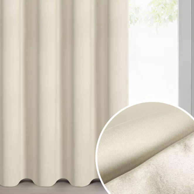 Zasłona ciemnokremowa zaciemniająca gładka 140x250 cm przelotka - NERISA