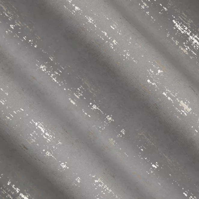 L165/5 Zasłona szyta na taśmie 5 cm popielato złocista z miękkiej tkaniny o strukturze weluru z połyskliwym nadrukiem