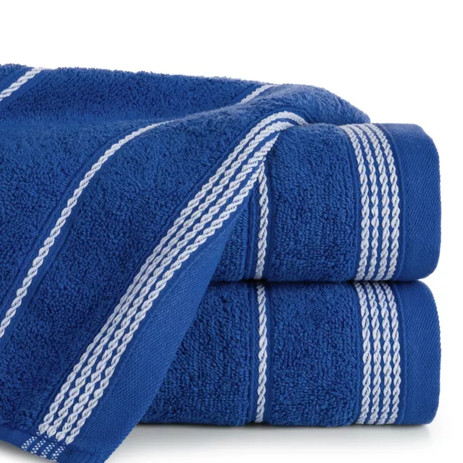 Ręcznik do rąk 30x50 cm bawełniany kolor granatowy ze stębnowaną bordiurą 500 g/m2 MIRA