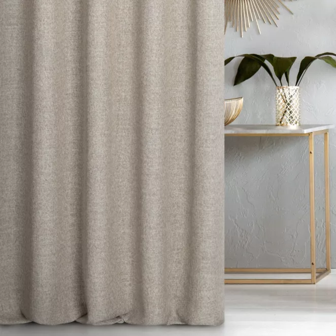 Zasłona szyta na taśmie 5 cm FELICITY beżowo jasnoszara o naturalnym splocie w melanżowych odcieniach