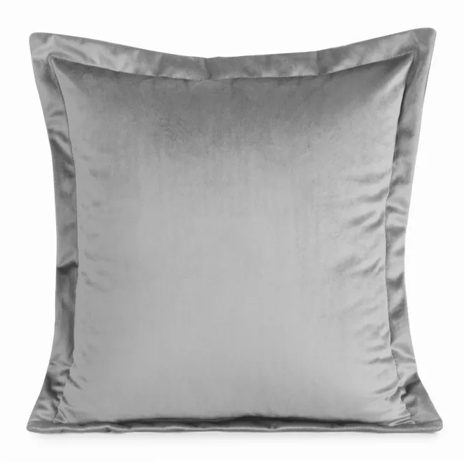 Poszewka na poduszkę 45x45 cm welwetowa stalowa z ozdobnymi brzegami RIA Diva Line