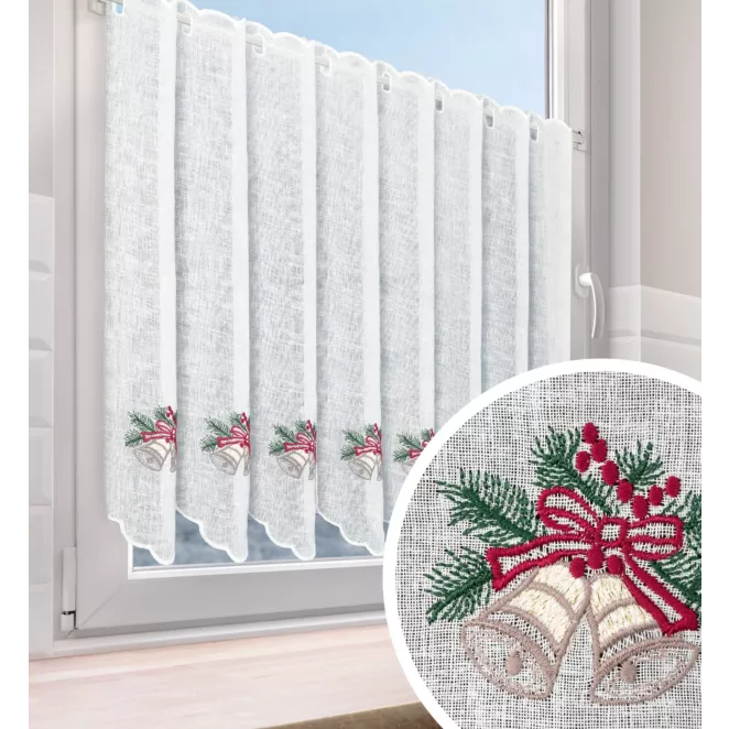 Tkanina firanowa zazdrostka etamina z świątecznym haftem