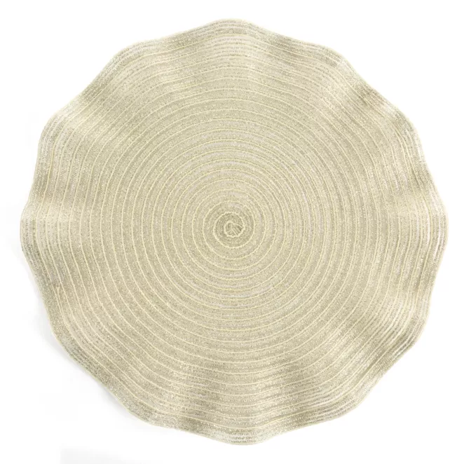 Podkładka okrągła na stół szampańska średnica 38 cm JUNE pleciona o falistych brzegach