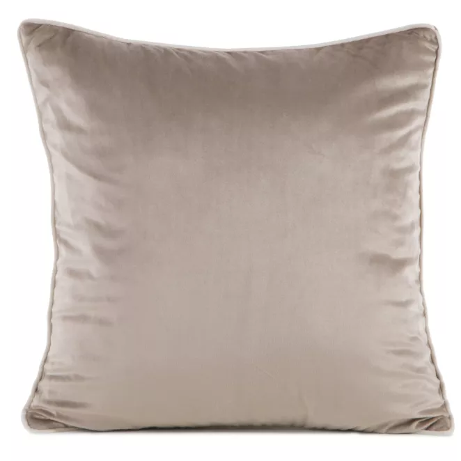 Poszewka na poduszkę 45x45 cm welwetowa kolor ciemnobeżowa o delikatnym połysku z ozdobną lamówką GAJA 2
