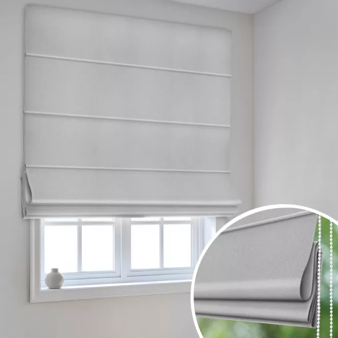 Roleta rzymska jasnosrebrna z szenilowej tkaniny