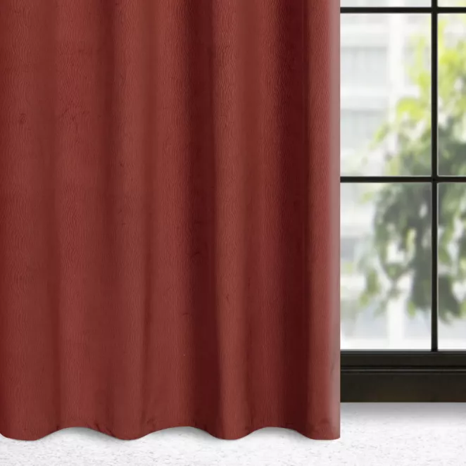 Zasłona ceglasta z wytłaczanego welwetu 140x250 cm przelotka - LILI