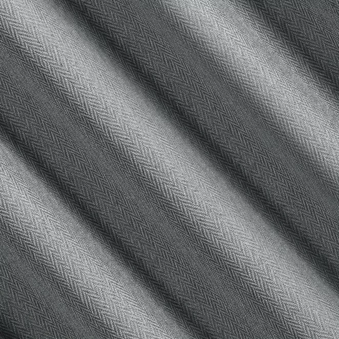 R232/7 Zasłona szyta na taśmie 5 cm grafitowa z tkaniny z jodełkowym wzorem geometrycznym