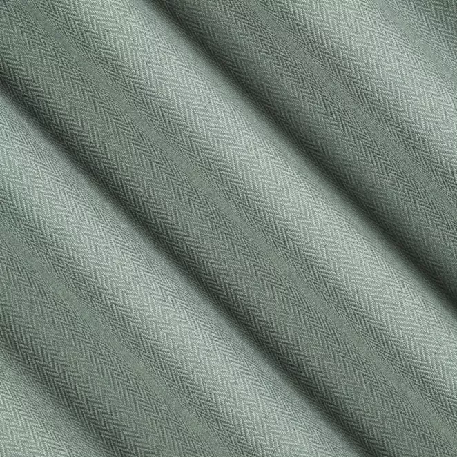 R232/8 Zasłona szyta na taśmie 5 cm miętowa z tkaniny z jodełkowym wzorem geometrycznym