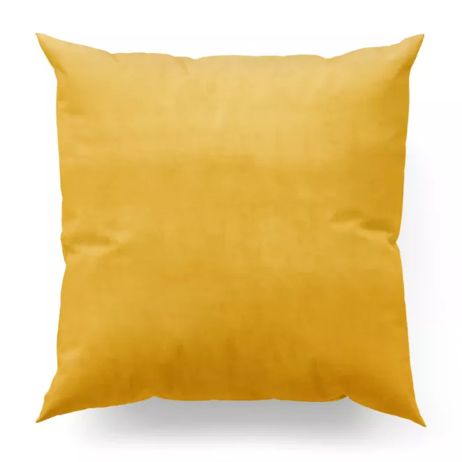 Poszewka szyta ENYA żółta z miękkiej półmatowej tkaniny welwetowej