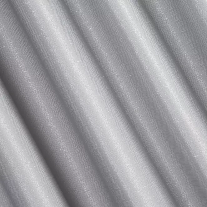 L76/6 Zasłona szyta na taśmie 5 cm JULIETT popielata z eleganckiej połyskującej tkaniny przetykanej lureksową nicią