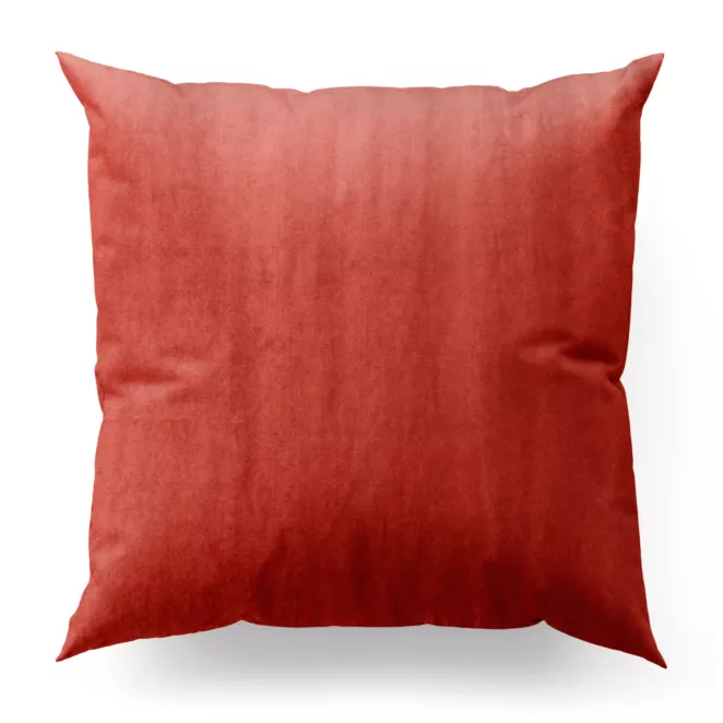 Poszewka szyta SAFARI czerwona z miękkiej welwetowej tkaniny z połyskiem