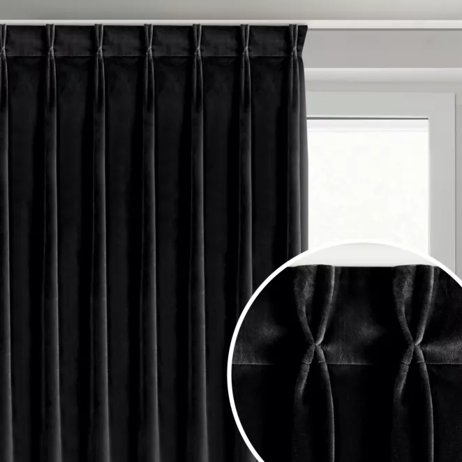 Zasłona czarna z welwetowej tkaniny 80x270 cm (wymiar podany na gotowo) system flex - MELANIE