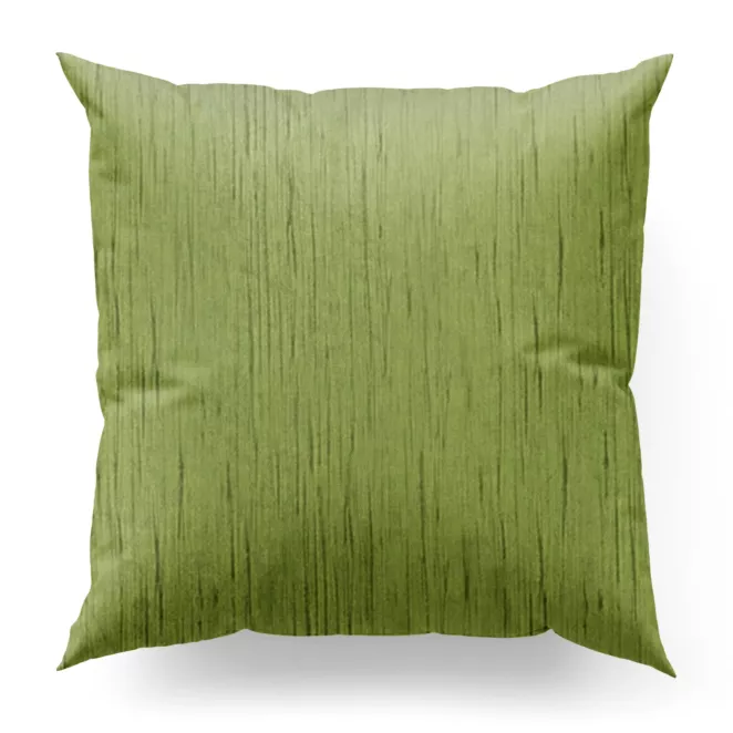 Poszewka szyta jasnozielona z tkaniny welwetowej w pionowe prążki, wykończona obciążnikiem