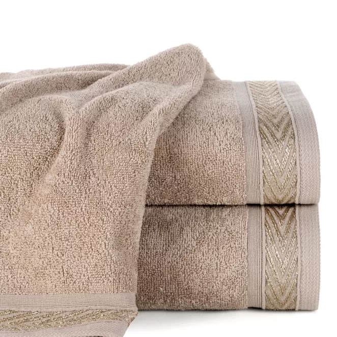 Ręcznik do rąk 30x50 cm bawełniany kolor beżowy z ozdobną bordiurą 400 g/m2 MELANIE