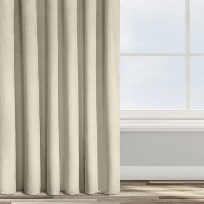 Zasłona beżowa z tkaniny welwetowej 135x300 cm taśma - ROSA - Design 91