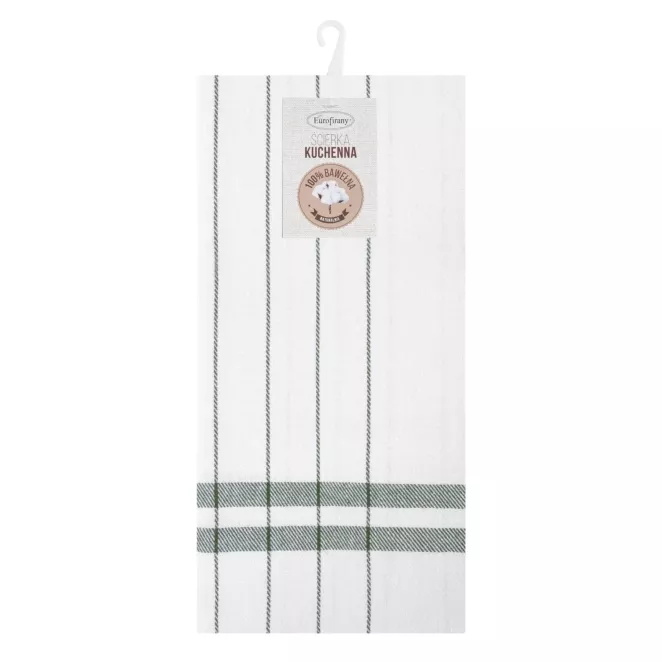 Ściereczka kuchenna 50x70 cm bawełniana kolor biały ,zielony zdobiona kratką 200 g/m2 CHECK