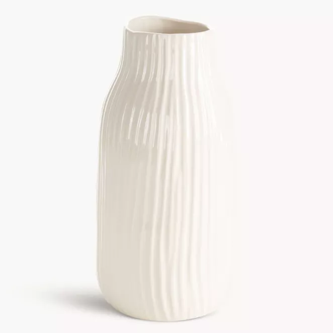 Wazon kremowy w wytłaczanym wzorem 15x15x31 cm JENNY - kolekcja SEA SUMMER