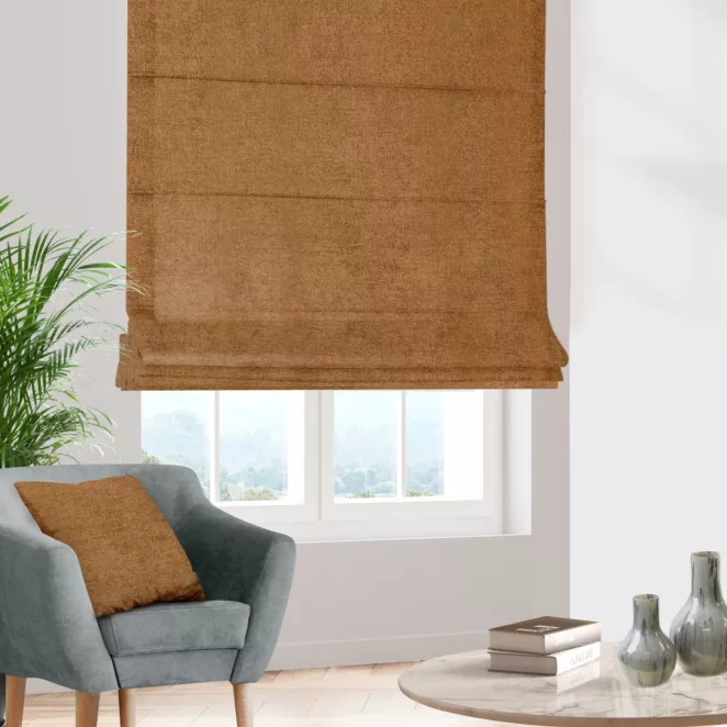 Roleta rzymska ceglasta z miękkiej w dotyku tkaniny szenilowej