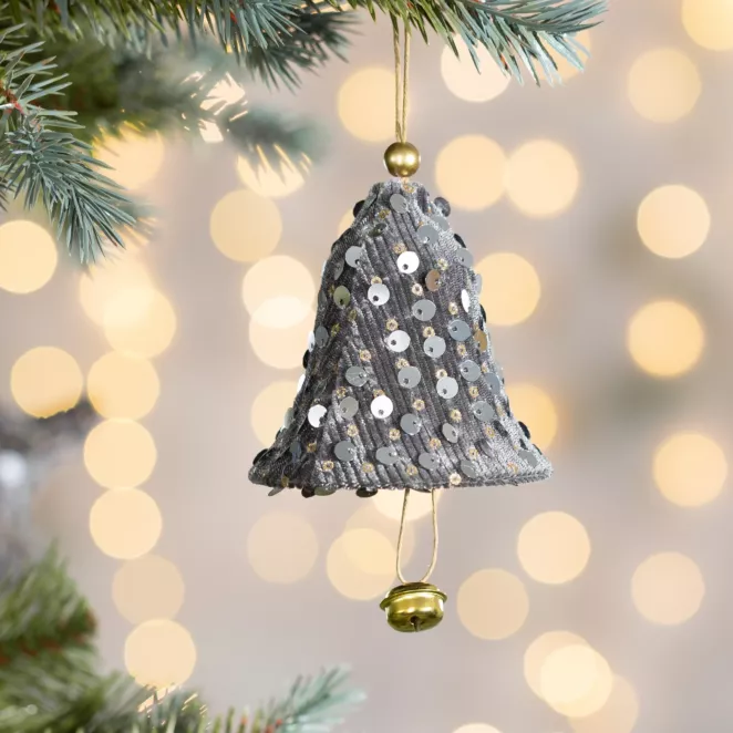 Ozdoba choinkowa DZWONEK z lśniącymi cekinami