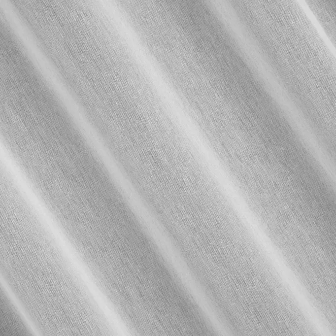 E37/1 Firana szyta na taśmie 5 cm biała z miękkiej półprzezroczystej tkaniny z efektem deszczyku, wykończona obciążnikiem