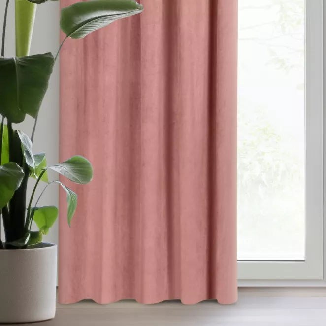 Zasłona welwetowa ciemnoróżowa gładka 140x300 cm taśma - PIERRE