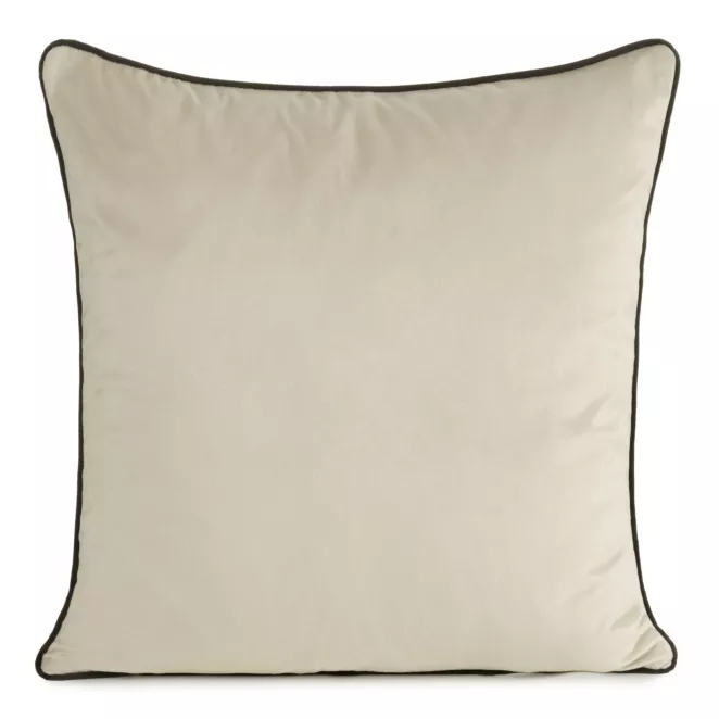 Poszewka na poduszkę 45x45 cm welwetowa kolor beżowy o delikatnym połysku z ozdobną lamówką GAJA 2