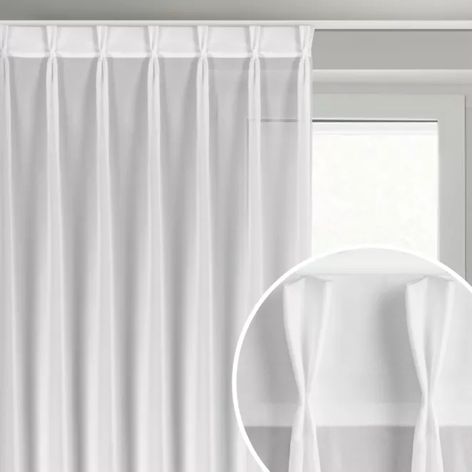 Firana biała z szyfonu 80x270 cm (wymiar podany na gotowo) z systemem flex  - RUBY