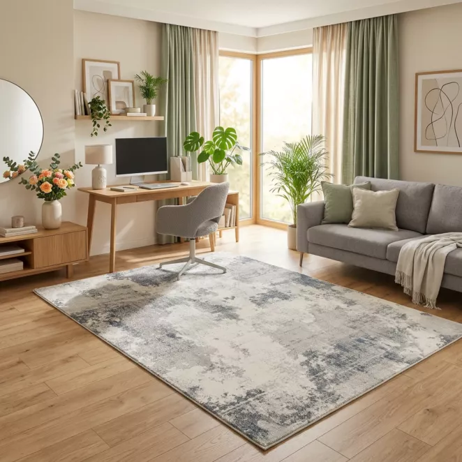 Dywan 60x100 cm srebrny nowoczesny cieniowany ANEMON