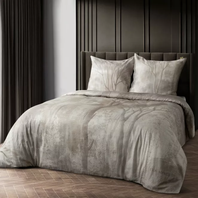 Pościel 160x200 cm z makosatyny bawełnianej kolor beżowy, kremowy z wzorem designerskim SANNAH Eva Minge