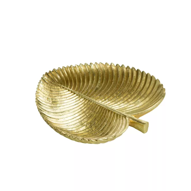 Patera dekoracyjna lśniąca złota liść egzotyczny