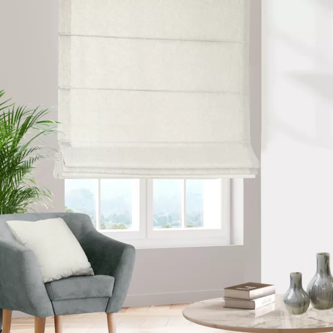 Roleta rzymska VISCAYA kremowa z melanżowej i miłej w dotyku tkaniny Italissima