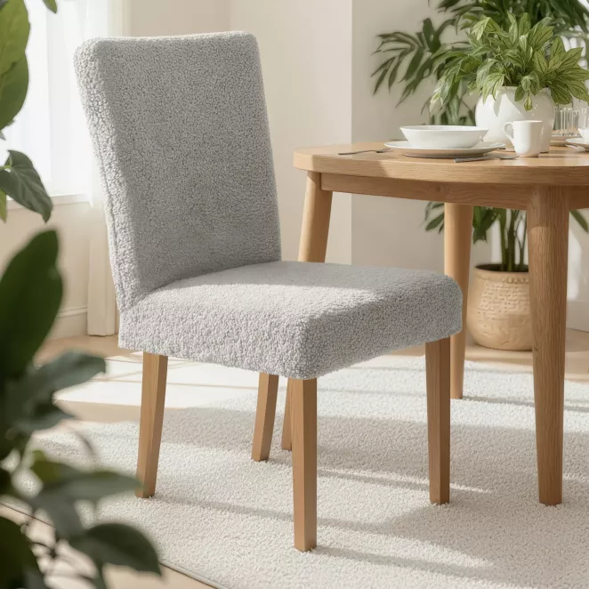 Pokrowiec na krzesło srebrny wodoodporny 35x55x30 cm o strukturze boucle Design 91