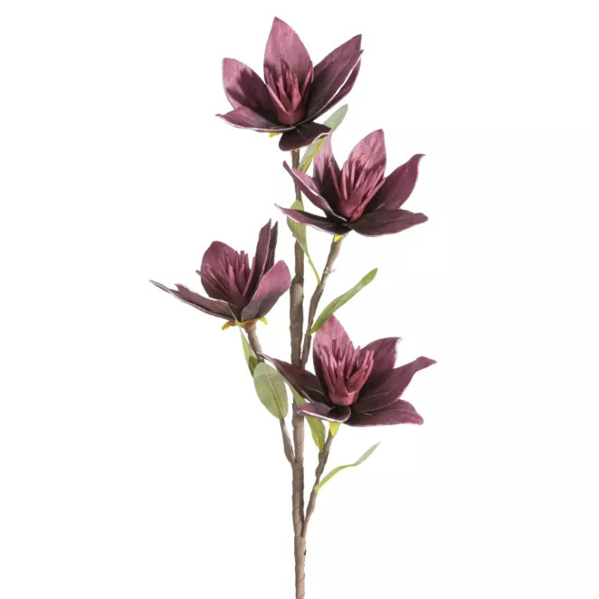 Kwiat sztuczny ciemnofioletowy z plastycznej pianki foamiran 50 cm