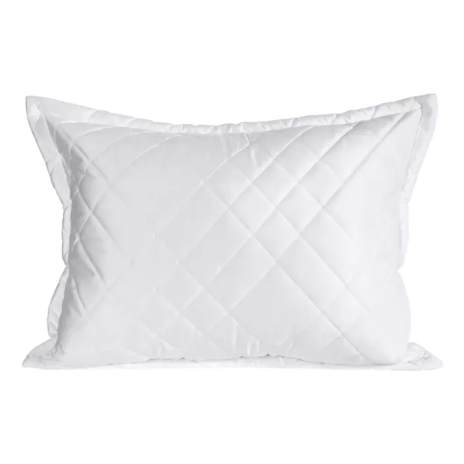 Poszewka na poduszkę 50x70 cm welwetowa, biała zdobiona geometrycznymi przeszyciami RIA 6 Eurofirany Premium