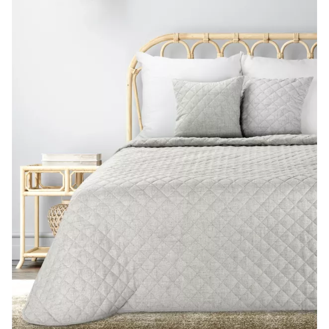 Narzuta o strukturze lnu beżowa 170x210 cm pikowana metodą hot press LEN 1 Eurofirany Premium