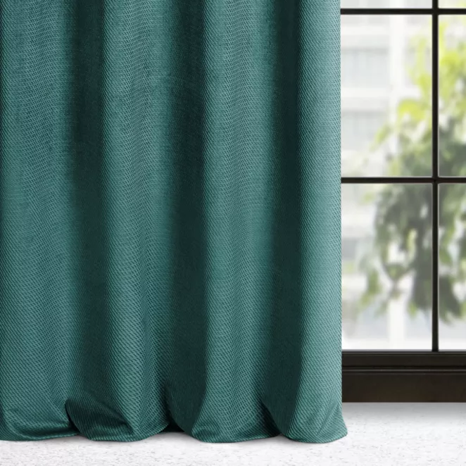 Zasłona ciemnomiętowa z wytłaczanego welwetu 140x250 cm przelotka - ELIZA