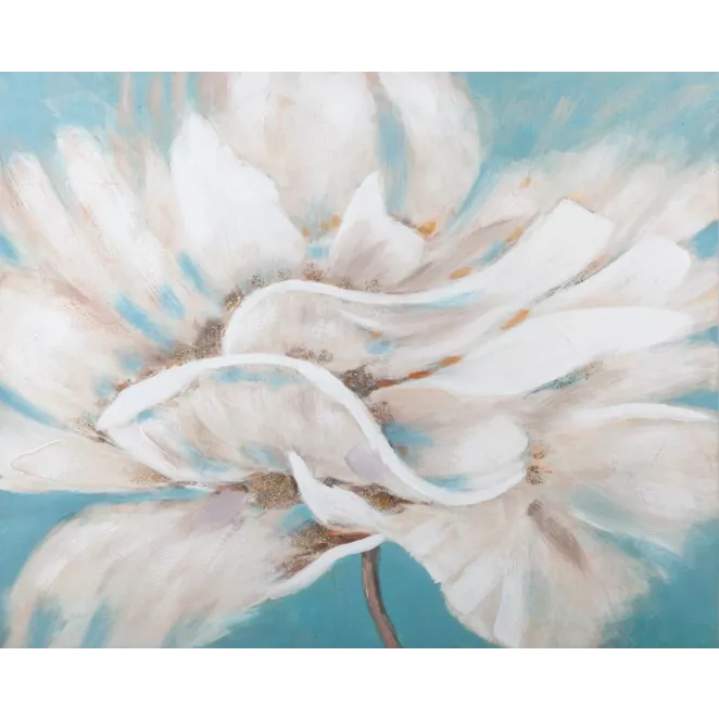 Obraz FLOWERY 2 ręcznie malowany na płótnie kwiat podkreślony złotymi akcentami