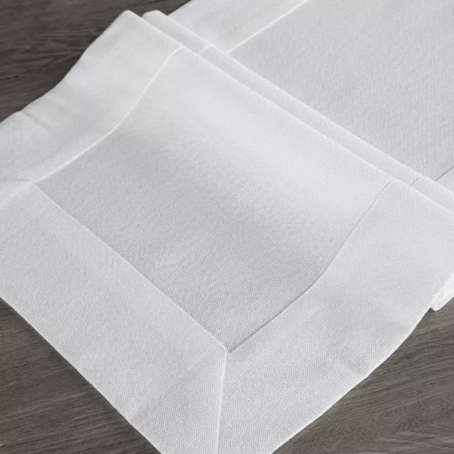 Bieżnik na stół 40x180 cm biały zdobiony ozdobną kantą - ANABEL