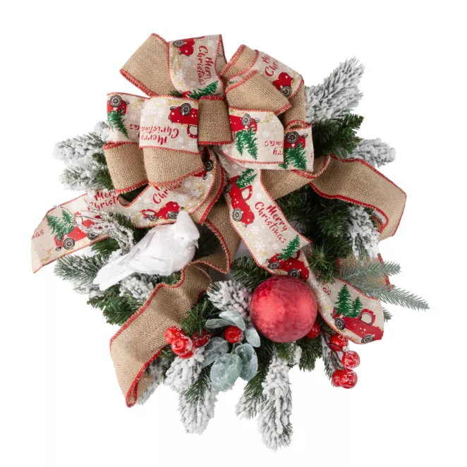 Wianek świąteczny ręcznie dekorowany BEŻOWA MAGIA