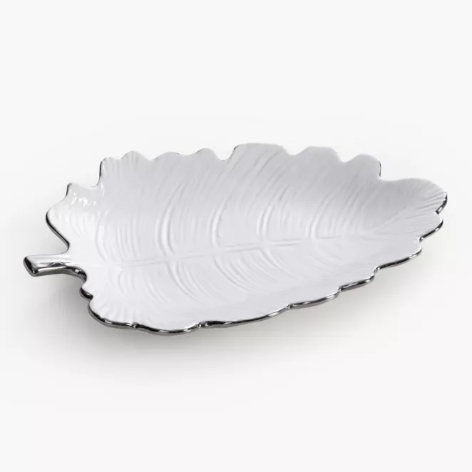 Patera dekoracyjna z glinki ceramicznej w kształcie liścia ALMA 2