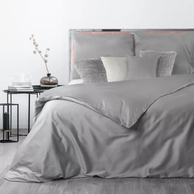 Pościel 220x200 cm gładka z makosatyny bawełnianej kolor jasnoszary DELIA Reina Line