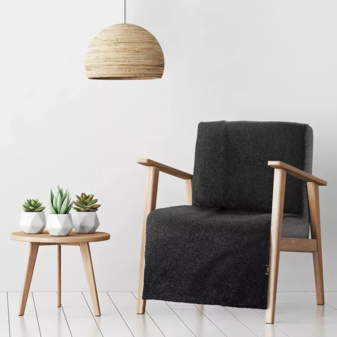 Narzuta na fotel 70x160 cm czarna o miękkiej strukturze BUKLA