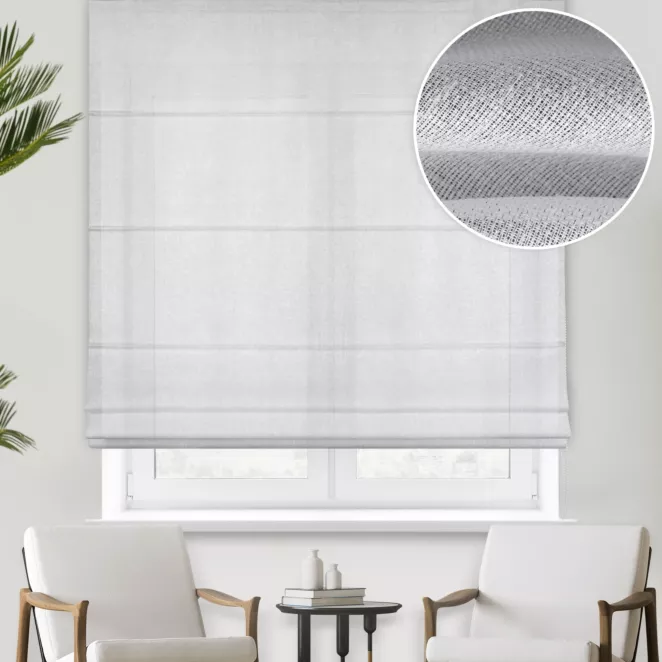 Roleta rzymska naturalna o luźnym lnianym splocie z błyszczącą nicią