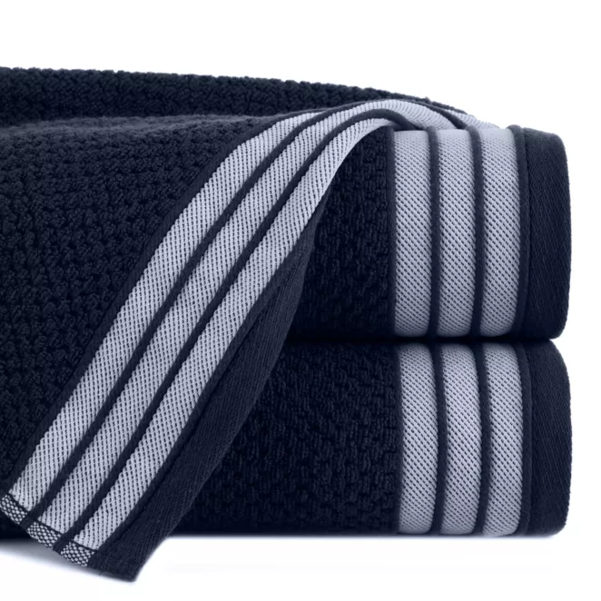 Ręcznik kąpielowy 70x140 cm bawełniany kolor granatowy w pasy 500 g/m2 MADLEN