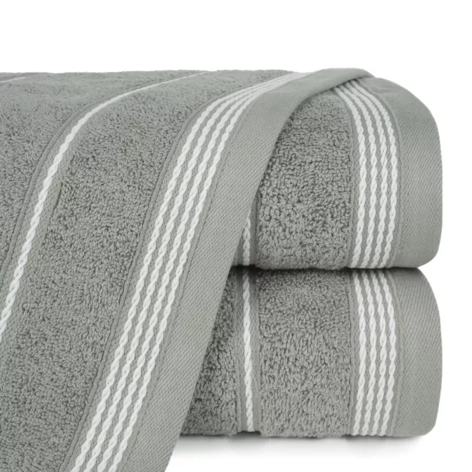 Ręcznik do rąk 30x50 cm bawełniany kolor jasnopopielaty ze stębnowaną bordiurą 500 g/m2 MIRA